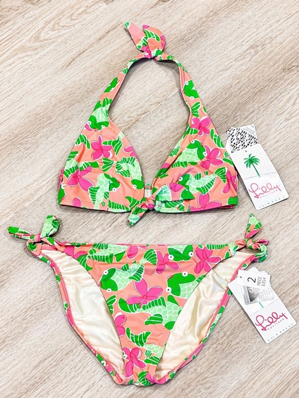 NWT Vintage Lilly Pulitzer Palm Beach Be Coy Trina Halter Low Rise Bikini Set